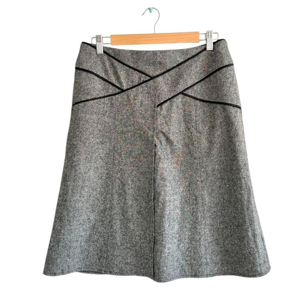 NANETTE LEPORE GREY BLACK KNEE LENGTH SKIRT WOOL SIZE 4